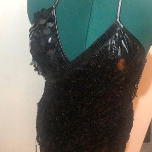 Black sequin- backless dress